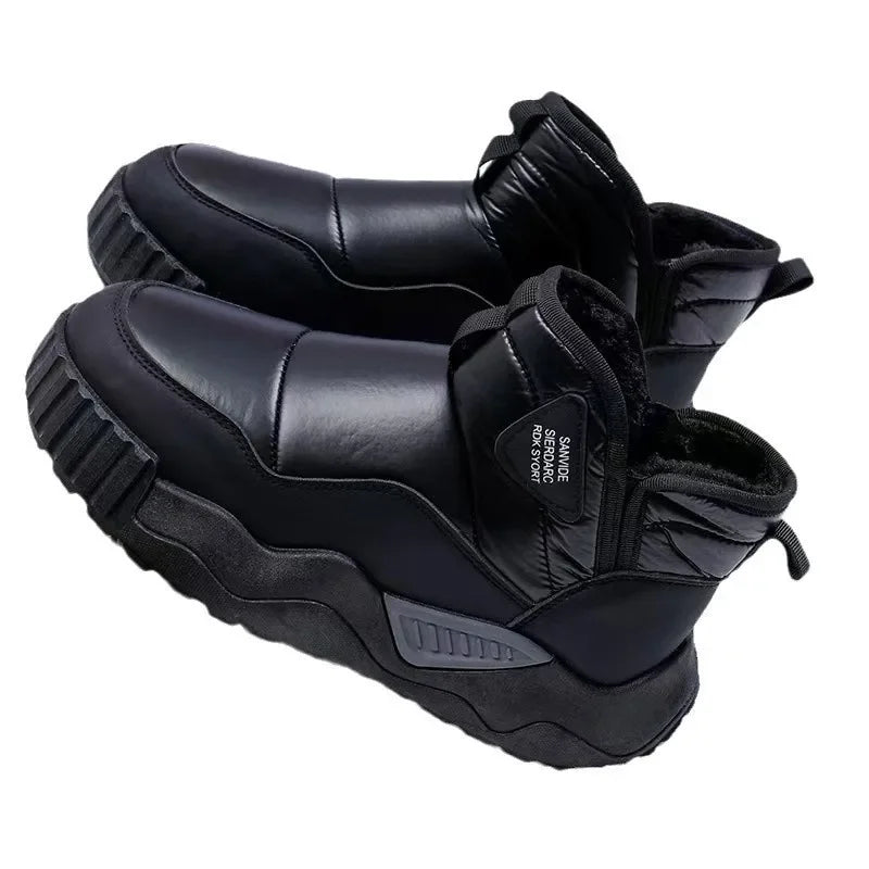 Gefütterte Herren Winterstiefel – Wasserdichte Hohe Schneestiefel mit Fellfutter | Rutschfeste Warme Baumwollschuhe für Outdoor & Alltag Kaufschwan®