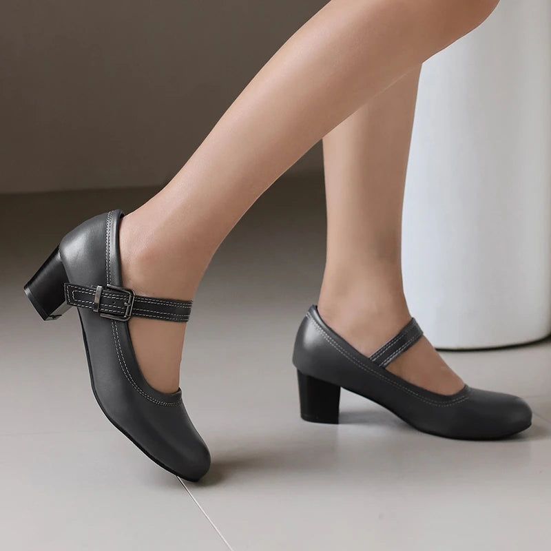 Damen Pumps mit Blockabsatz – Runde Spitze & 5 cm Absatz | Elegante Business-Schuhe für Büro & Karriere Kaufschwan®