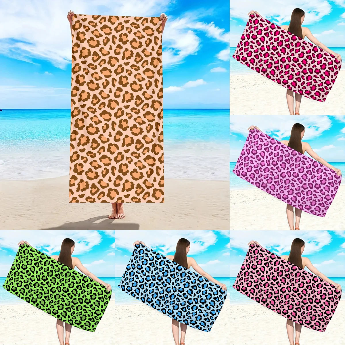 Modisches Strandtuch mit Leopardenmuster – Schnell Trocknend & Saugfähig | Multifunktionales Mikrofaser Handtuch für Sport, Schwimmen & Yoga