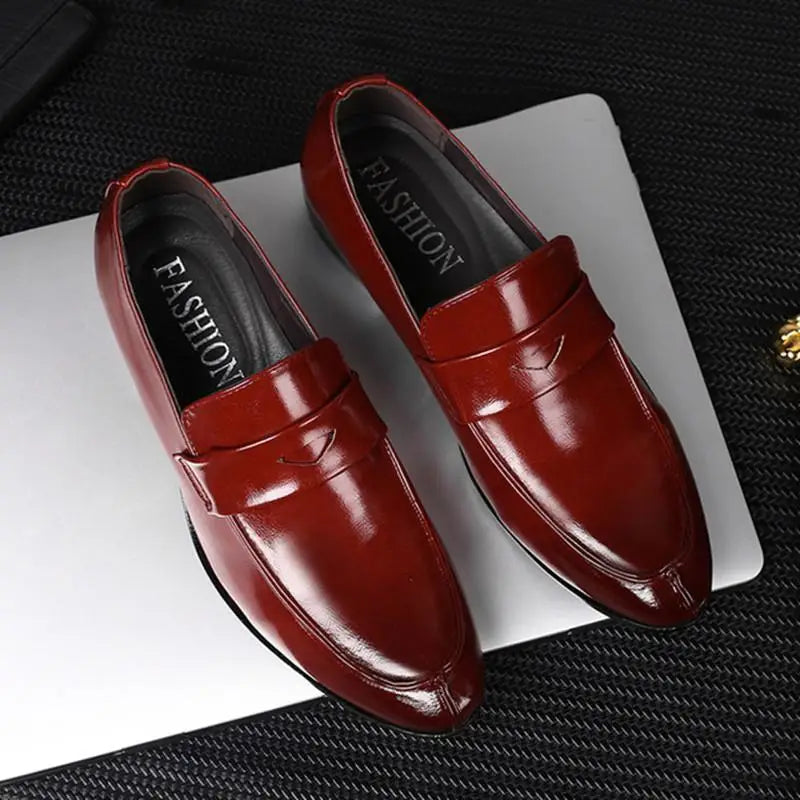 Herren Business-Loafer mit Spitze – Elegante Slip-On Lederschuhe | Formelle Freizeitschuhe für Frühjahr & Herbst im Sale Kaufschwan® Rotbraun 45