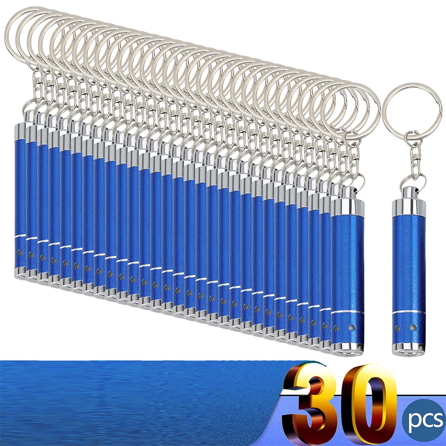 30 Stück Personalisierte LED-Schlüsselanhänger Taschenlampen – Mit Firmenlogo | Superhelle Mini-Leuchte für Werbung & Events