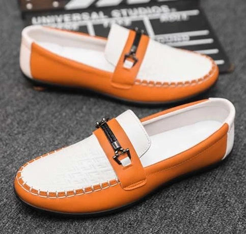 Herren Leder-Loafer – Klassische Runde Mokassins | Flache Slip-On Freizeitschuhe aus Weichem PU-Leder für Büro & Alltag