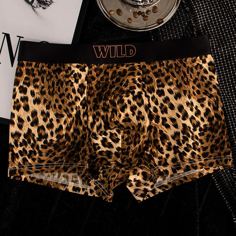 Leoparden-Print Herren Boxershorts | 1er oder 3er-Pack Bequeme Baumwollunterwäsche | Atmungsaktive Boxershorts | Größen M–XXL Kaufschwan® Gold M