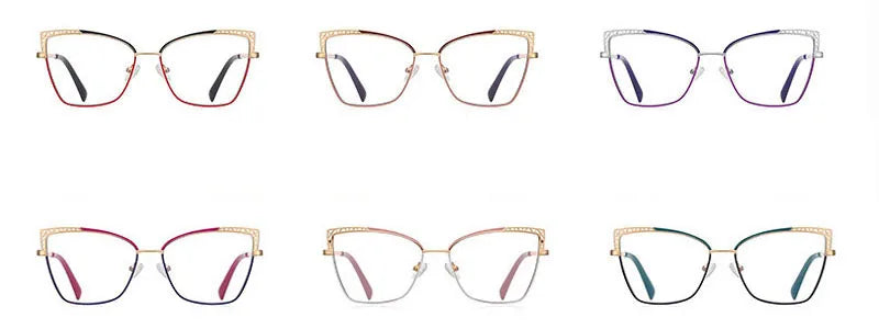 Cat-eye Anti-blue Light Glasses With Plain Face And Metal Frame 99007 Kaufschwan®