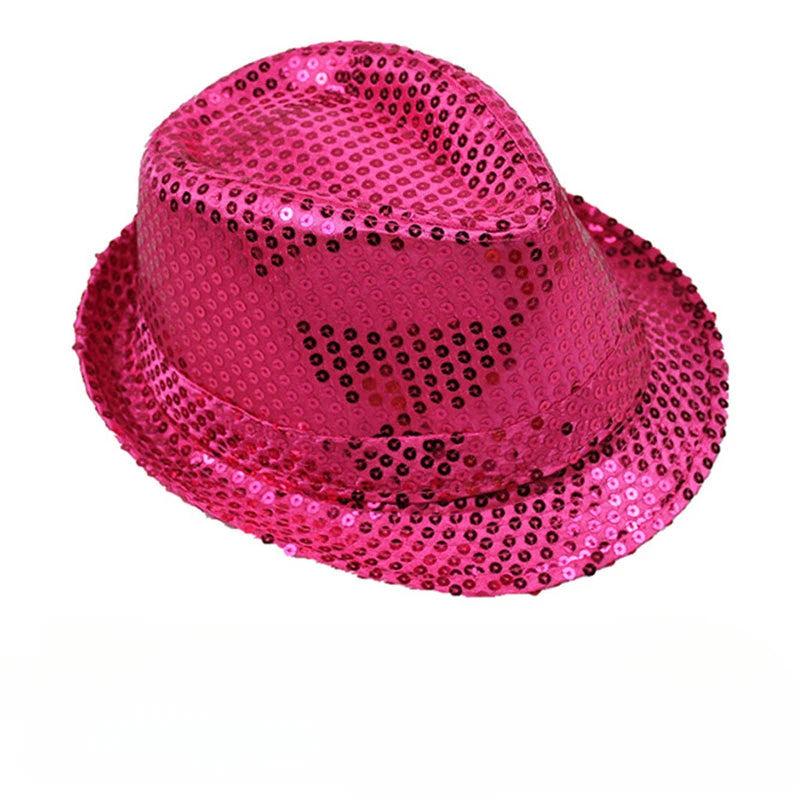 Britischer Top Jazz Hut – Herren & Damen Bühnenhut mit Pailletten, Glänzende Weihnachtsfedora, Party, Eltern-Kind, Halloween