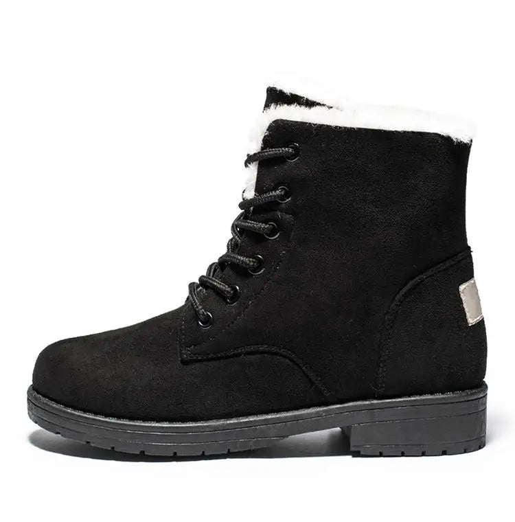 Damen Schneestiefel – Flache Plateau Winter Schuhe | Warme Kunstfell Gefütterte Plüsch Stiefel für Damen | Bequeme Winter Schuhe