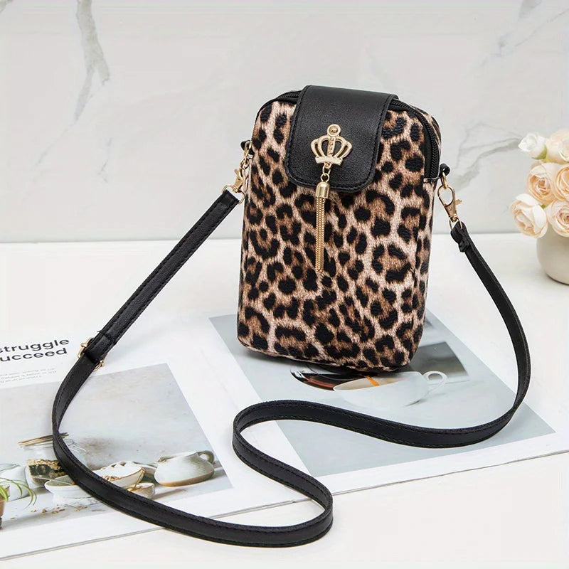 Leopardenmuster Schulter Messenger Bag – Trendige Nischen-Mode Handytasche zum Umhängen für Damen Kaufschwan®