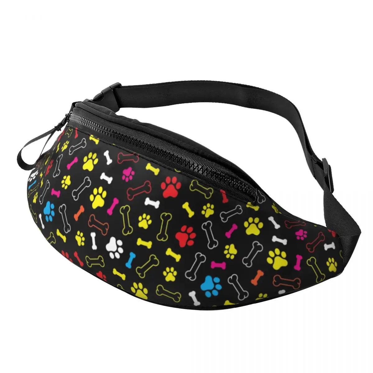 Hundepfoten Muster Gürteltasche – Unisex Crossbody Hüfttasche | Reisetasche für Handy & Geldbörse Damen & Herren