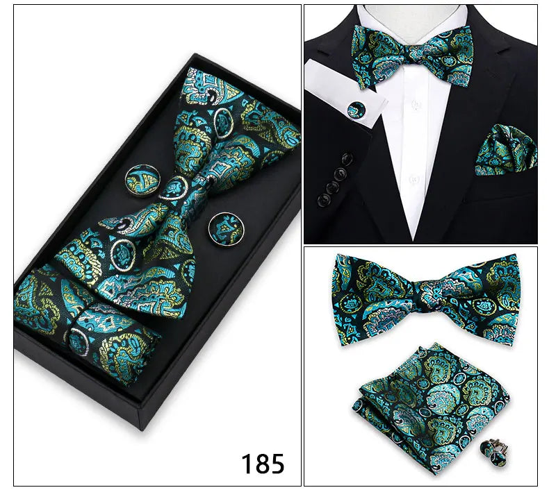 Herren Fliegen-Set – 3-teiliges Geschenkset mit Fliege, Einstecktuch & Manschettenknöpfen | Elegantes Rotes Accessoire für Business & Hochzeit Kaufschwan®