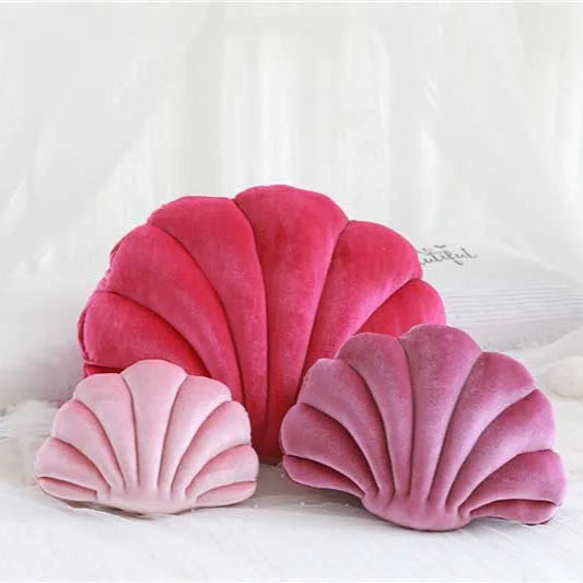 Velours Kissen mit Füllung für Wohnkultur | Sofa Kissen mit Muschel Design | Geschenk | 32x25cm Kaufschwan®