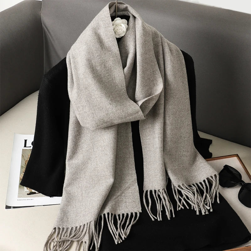 Bunte Winter Schals für Damen | Langer Kaschmir-Optik Wärmeschal | Einfarbig Hijab, Umschlagtuch & Pashmina Kopftuch