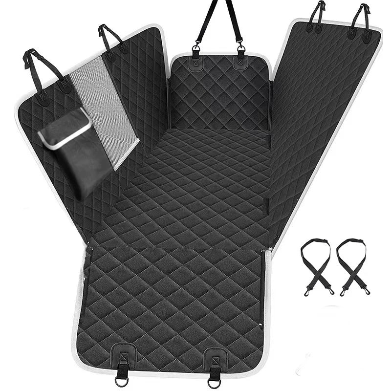 Hunde Autoschondecke Rücksitz – Wasserdichter Rücksitzschutz mit Sitzverlängerung & Kratzfester Oxford-Oberfläche Kaufschwan® Schwarz