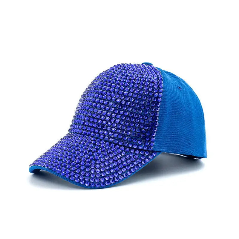 Damen Rhinestone Baseballkappe | Sommer & Herbst Sonnenhut für Damen | Koreanischer Stil Fashion Hip-Hop Reise Kappe Kaufschwan® Blau