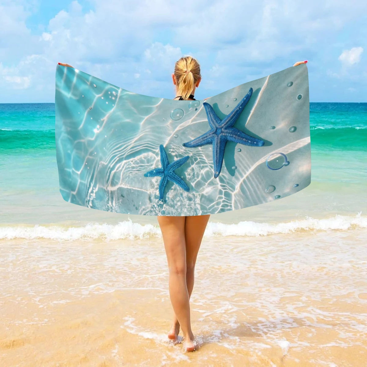 Strandtuch mit Ozean-Motiv – Schnell Trocknendes Mikrofaser Handtuch | Multifunktionales Handtuch für Sport, Schwimmen & Fitness