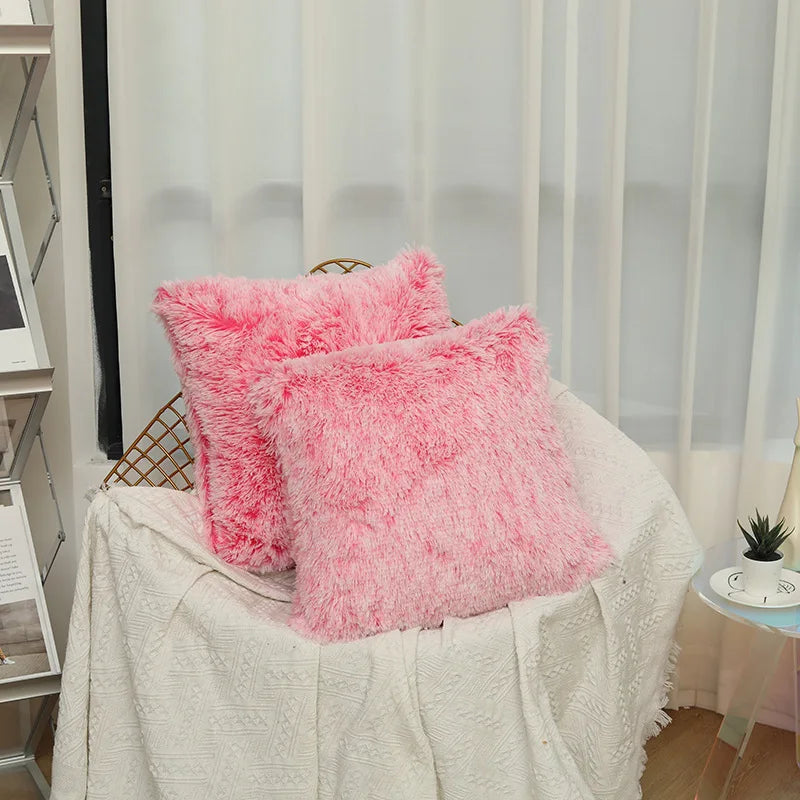 Luxuriöser Kunstfell Kissenbezug | Super Weich Flauschiger Bezug für Sofa, Bett, Stuhl & Wohnzimmer Dekor Kaufschwan® Hellrosa 45x45cm