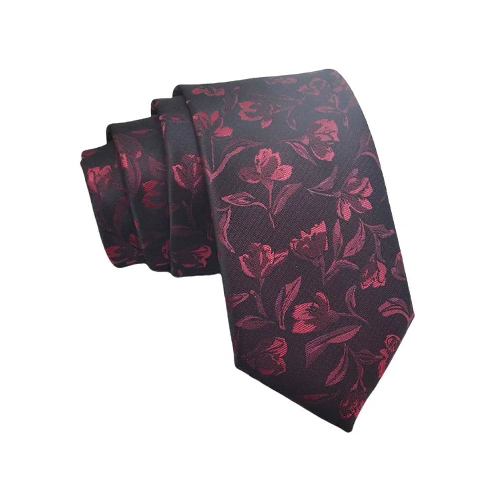 Herren Jacquard-Krawatte 8 cm – Hochwertige Krawatte mit Punkt- & Blumenmuster | Elegantes Accessoire für Business, Büro & Hochzeit
