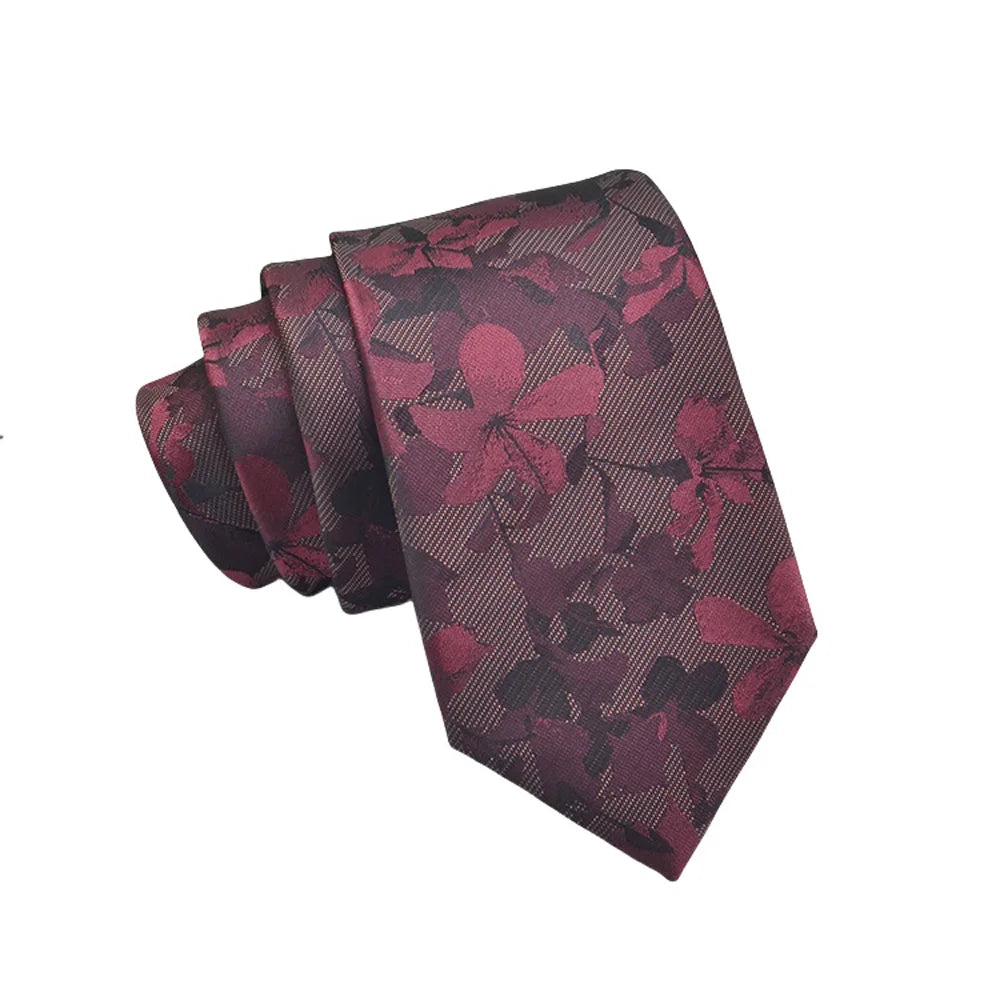 Herren Jacquard-Krawatte 8 cm – Hochwertige Krawatte mit Punkt- & Blumenmuster | Elegantes Accessoire für Business, Büro & Hochzeit