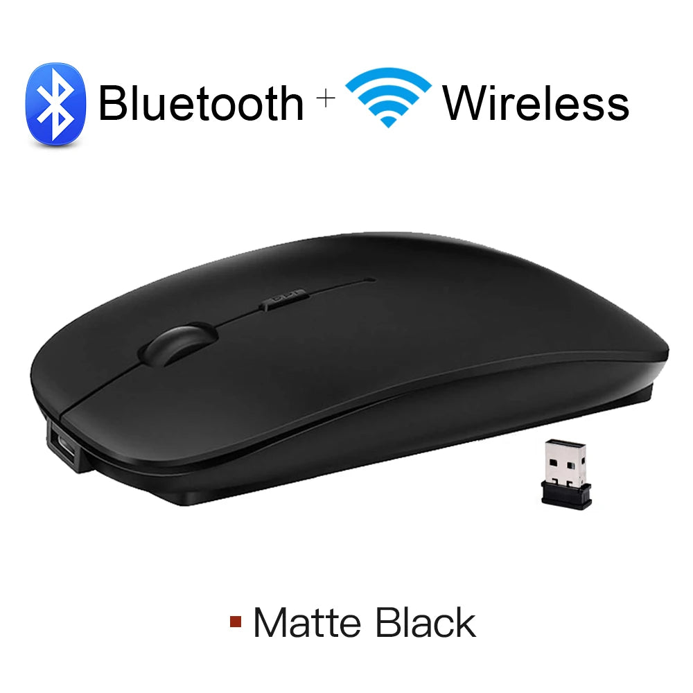 Wiederaufladbare Kabellose Bluetooth Maus – Ergonomische Mini USB 2.4GHz Leise Optische Maus für Laptop, PC & MacBook Kaufschwan® Schwarz