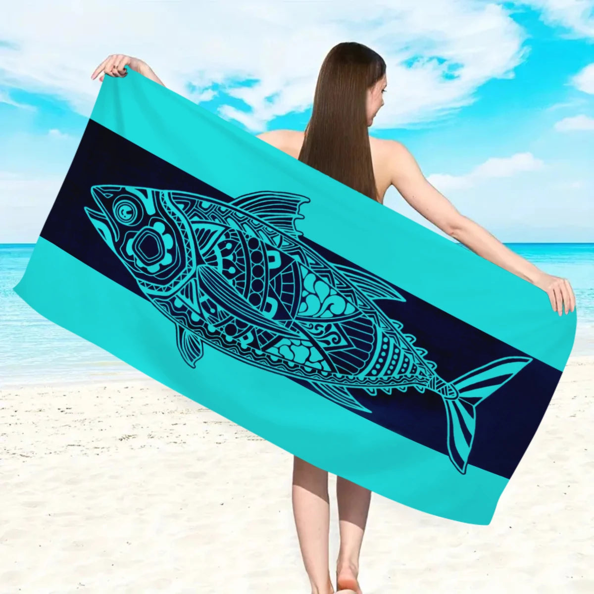 Großes Strandtuch aus Ultrafeiner Mikrofaser – Schnell Trocknend & Saugfähig | Multifunktionales Schwimm- & Reisetuch