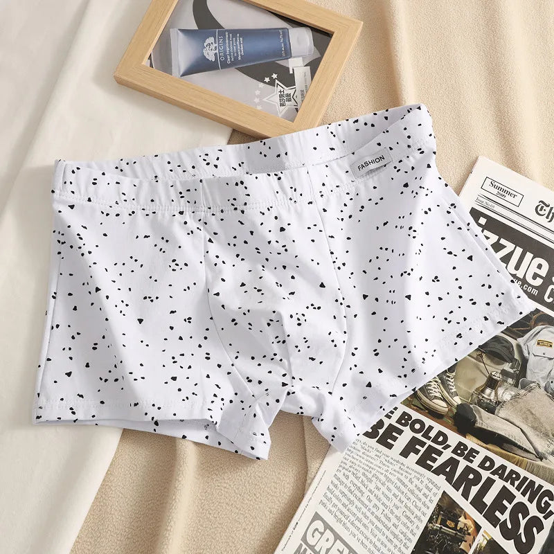 Punktmuster Herren Boxershorts | Modische Baumwollunterwäsche | Weiche Boxershorts | Größen M–3XL Kaufschwan® Weiß M
