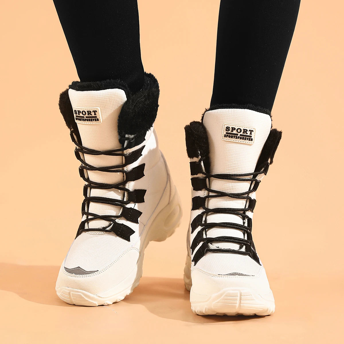 Damen Winter Schneestiefel – Wasserdichte Mittelhohe Stiefel | Hochwertige Kunstfell Gefütterte Wanderstiefel für Damen