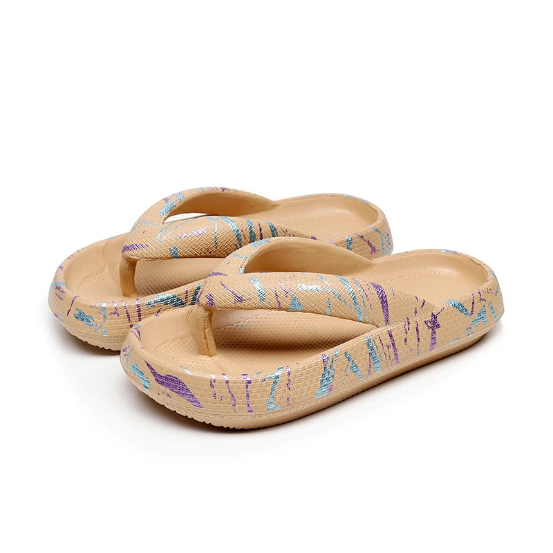Damen Sommer Flip-Flops mit Leopardenmuster | Weiche Dicksohlen-Cloud-Slipper | Strandsandalen für Urlaub & Reisen Kaufschwan® Muster 6 42-43