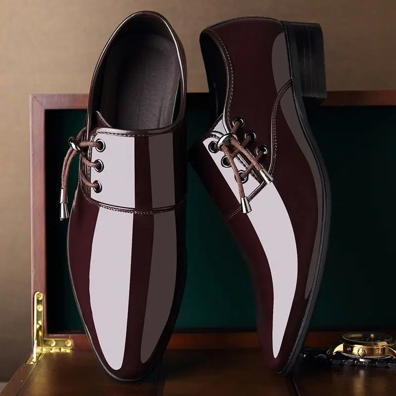 Herren Lackleder-Businessschuhe – Spitzes Design | Elegante Glanzschuhe für Frühjahr & Herbst , Hochwertige Formelle Herrenschuhe Kaufschwan®