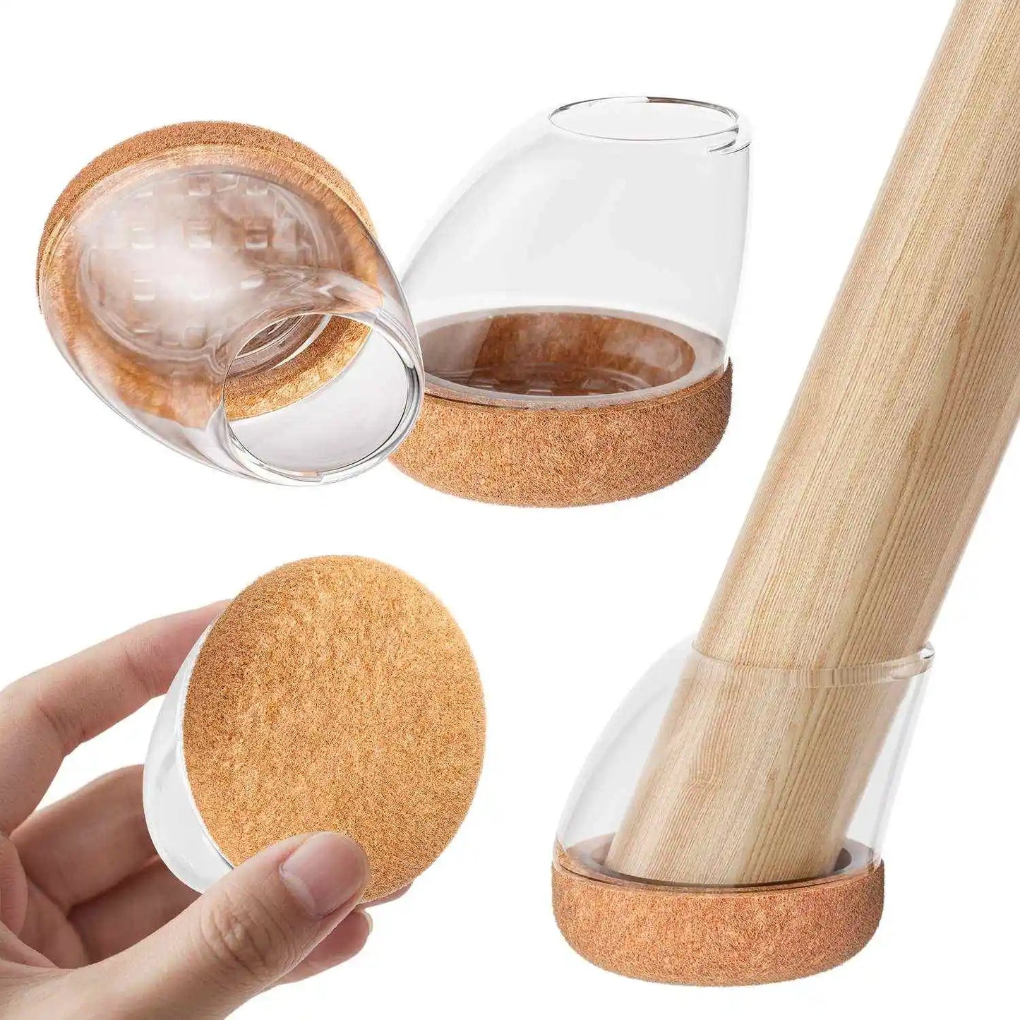 16 Stück Silikon Stuhlbein Schützer – Runde Filz Möbelkappen für 15°–25° Geneigte Stuhlbeine | Schutz für Holzböden Kaufschwan® Beige - 14-19mm