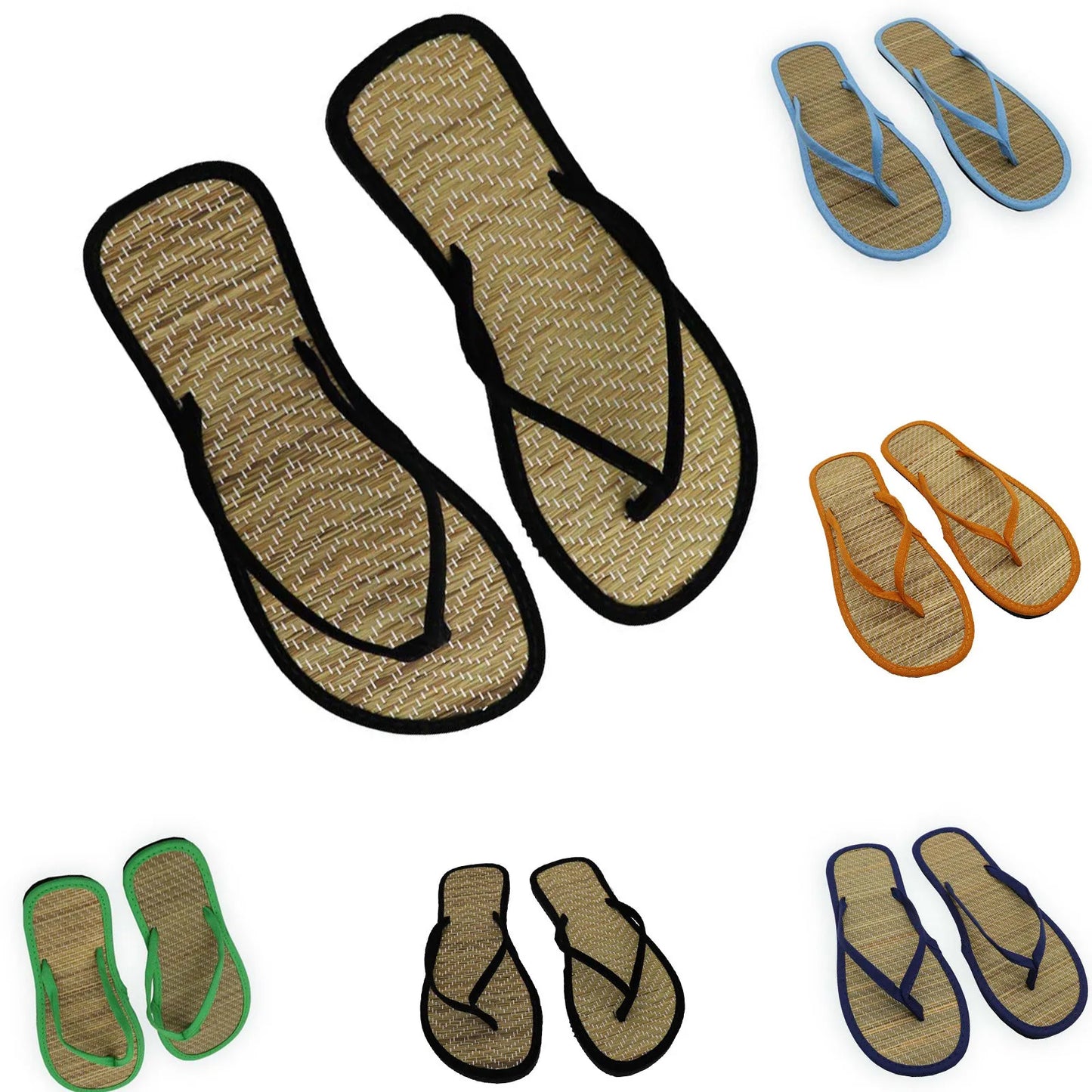 Damen Flache Flip-Flops | Bequeme Rutschfeste Bambus-Rattan Sandalen | Hausschuhe für Bad & Alltag Kaufschwan®