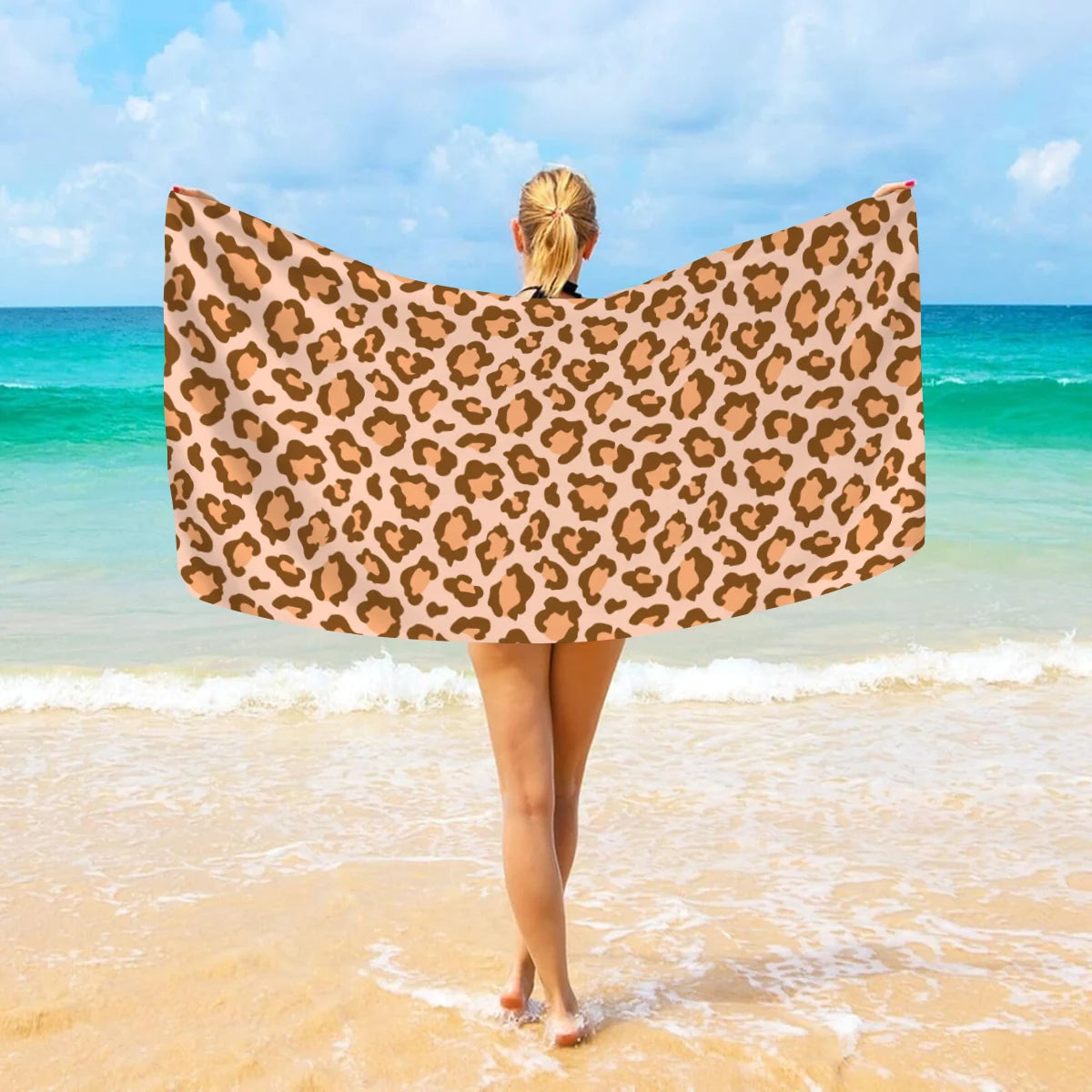 Modisches Strandtuch mit Leopardenmuster – Schnell Trocknend & Saugfähig | Multifunktionales Mikrofaser Handtuch für Sport, Schwimmen & Yoga