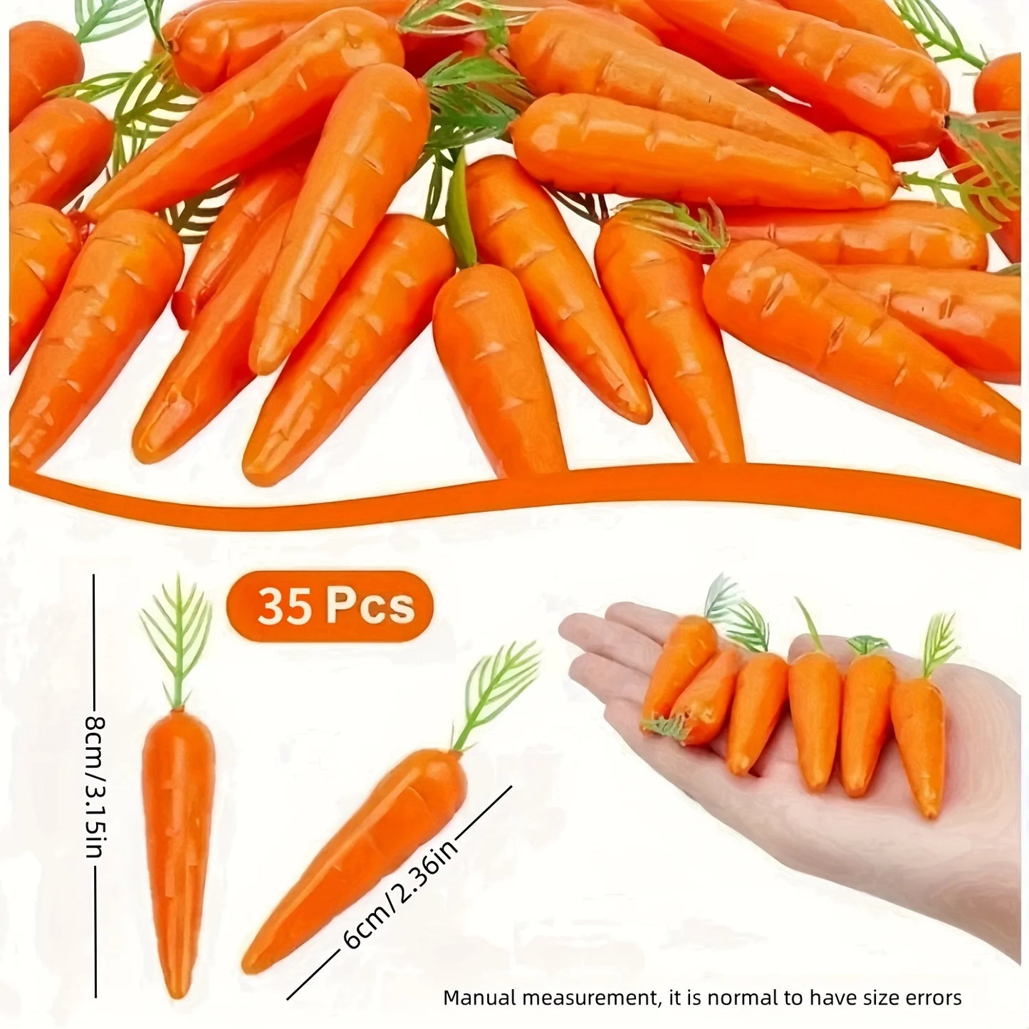 35 Stück Mini Künstliche Karotten – Plastik-Schaum Gemüse Dekoration für Ostern, Frühling & Party Kaufschwan®