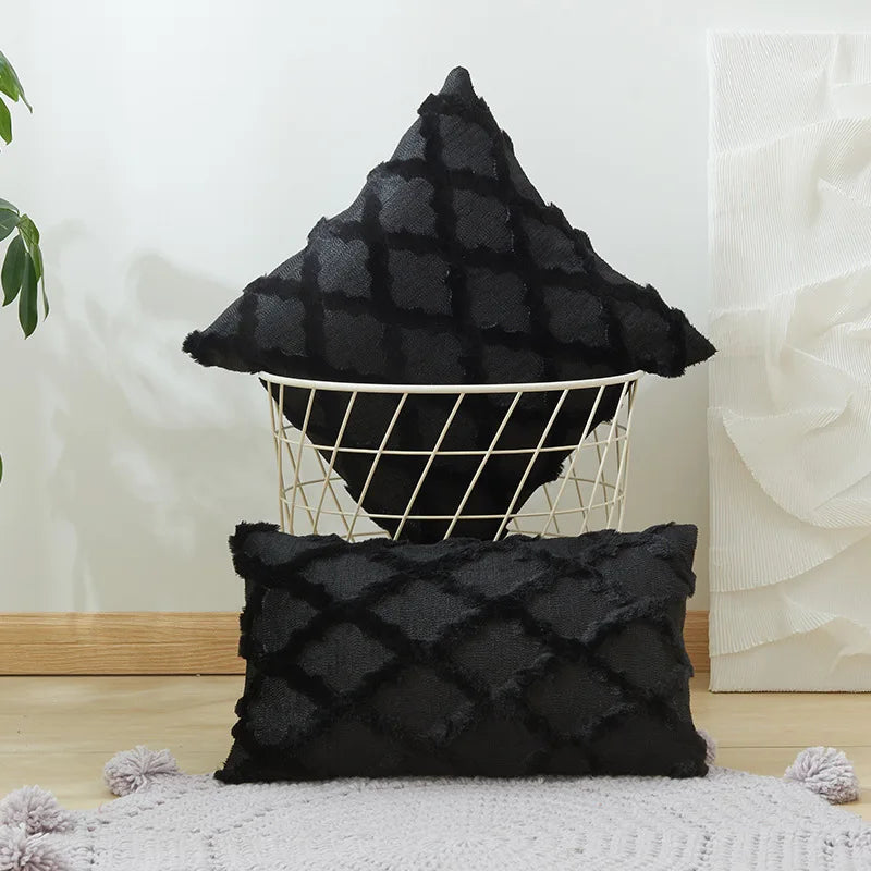 Weiche Plüsch-Wollkissenbezüge | Luxus Stil Kissenhüllen | Europäische Dekoration für Sofa & Schlafzimmer | Creme & Khaki Weihnachten Kaufschwan® Schwarz 30x50cm 1pcs cover