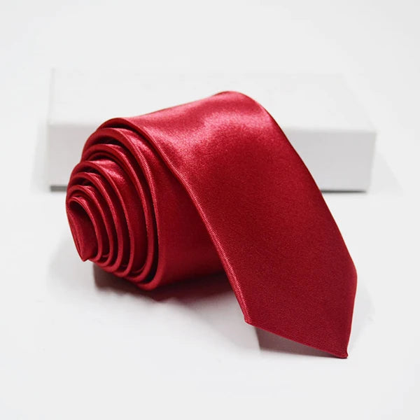 Herren Schmale Krawatte – 38 Farben Polyester-Krawatte | Elegante Einfarbige Cravate für Business, Büro & Formelle Anlässe Kaufschwan® Dunkelrot