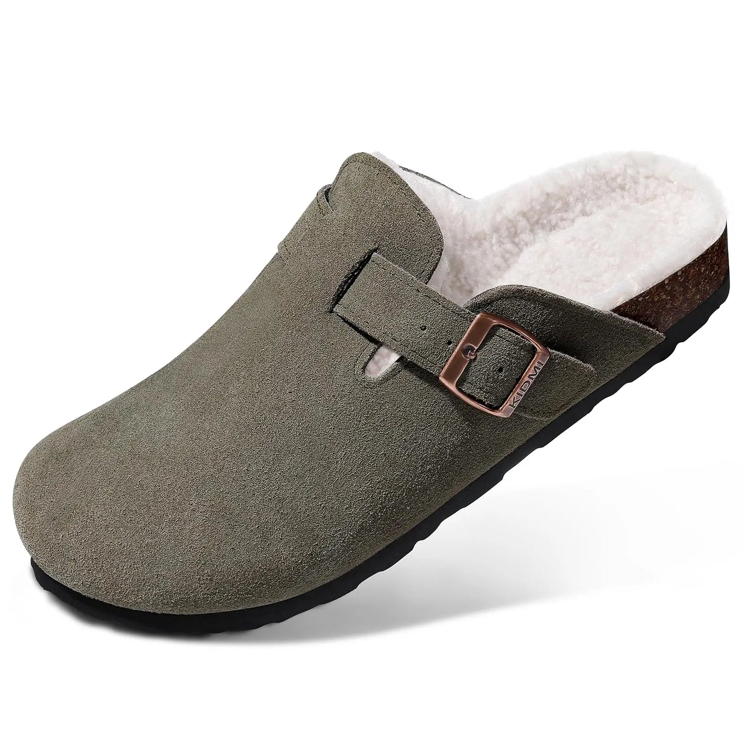 Klassische Winter-Pantoffeln | Unisex Fell-Suede Clogs | Kuschelige Hausschuhe mit Verstellbarer Schnalle & Kork-Fußbett Kaufschwan®