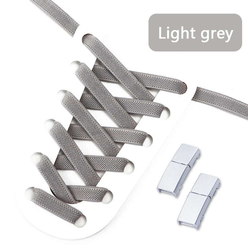 Magnetische Lock-Schnürsenkel – 8mm Breite Flache Elastische No-Tie Laces | Einfaches Schuhzubehör für Sneaker & Tennisschuhe Kaufschwan® Hellgrau 100cm