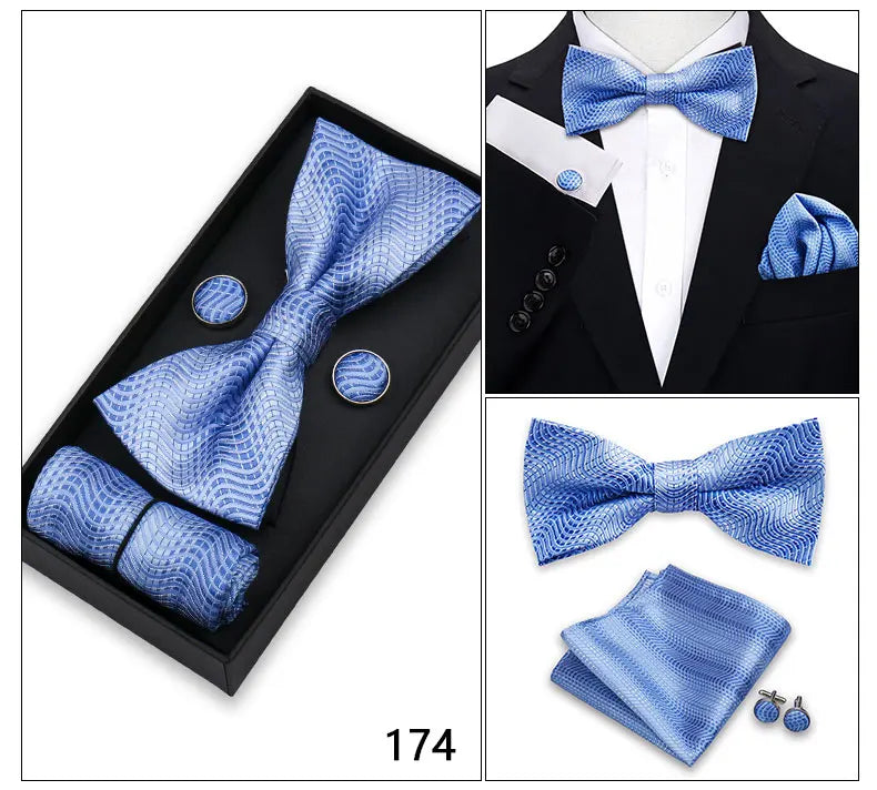Herren Fliegen-Set – 3-teiliges Geschenkset mit Fliege, Einstecktuch & Manschettenknöpfen | Elegantes Rotes Accessoire für Business & Hochzeit Kaufschwan®