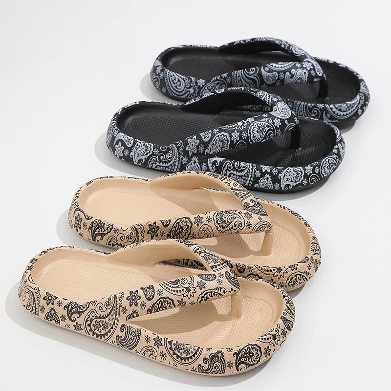 Damen Sommer Flip-Flops mit Leopardenmuster | Weiche Dicksohlen-Cloud-Slipper | Strandsandalen für Urlaub & Reisen Kaufschwan®