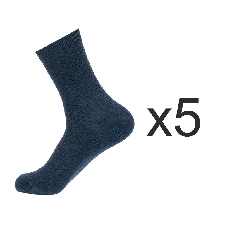 5 Paare Herren Bambusfaser Lange Socken | Business Einfarbig Baumwolle Hochwertige Schwarze Socken Kaufschwan® 5er Set 2 EU 39-43 (US 7-9)