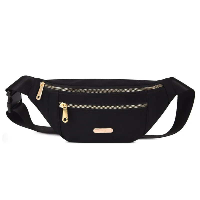Damen Gürteltasche – Modische Fanny Pack mit Reißverschluss | Brusttasche, Schultertasche & Reise Bauchtasche Kaufschwan® Schwarz