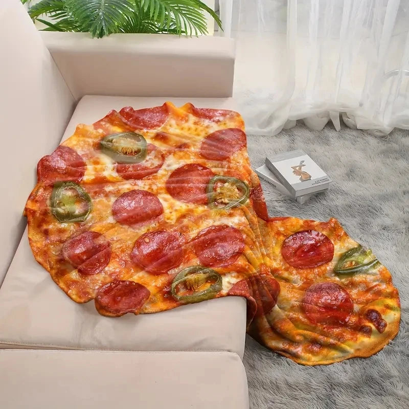 Warme & Weiche Pizza Flanell Decke – Runde Kuscheldecke für Zuhause, Sofa & Reisen Kaufschwan®