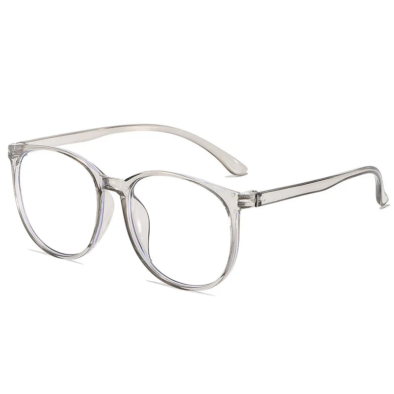 Transparent Large Frame Computer Glasses Women Round Anti Blue Light Optical Spectacle Flat Lens Eye Protection Plain Glasses Kaufschwan®