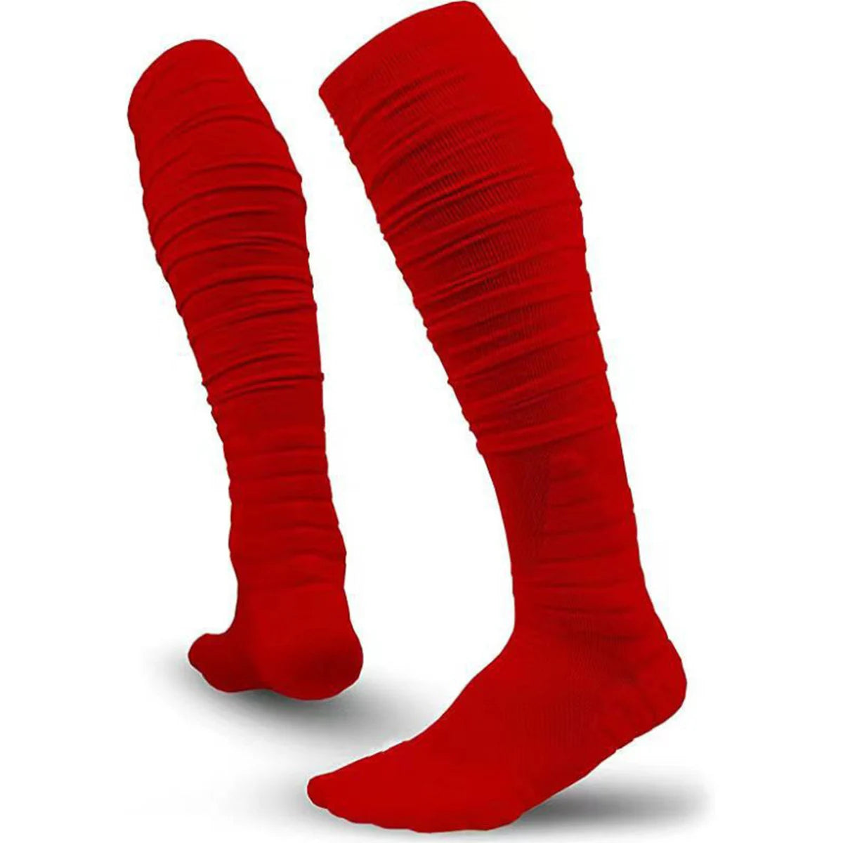 1 Paar Scrunch Fußballsocken – Rutschfeste Extra Lange Sportsocken für Herren | Fußball, Rugby & Training Kaufschwan® Rot