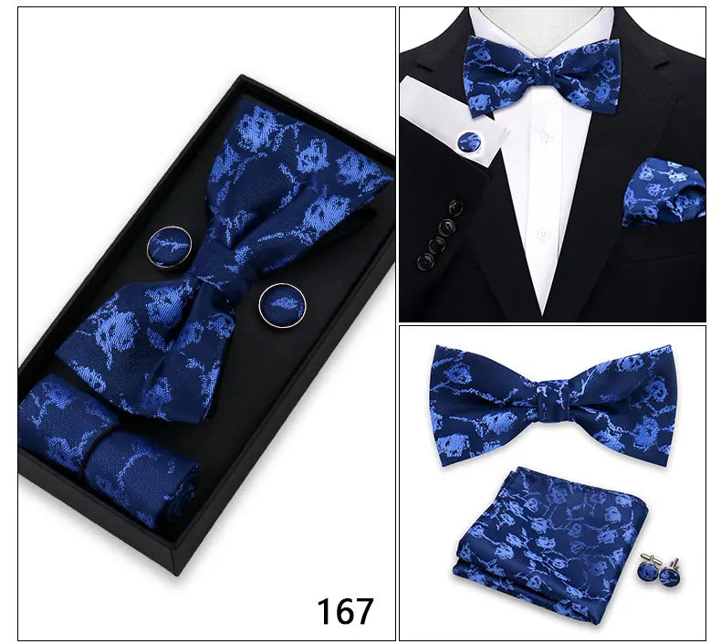 Herren Fliegen-Set – 3-teiliges Geschenkset mit Fliege, Einstecktuch & Manschettenknöpfen | Elegantes Rotes Accessoire für Business & Hochzeit Kaufschwan®