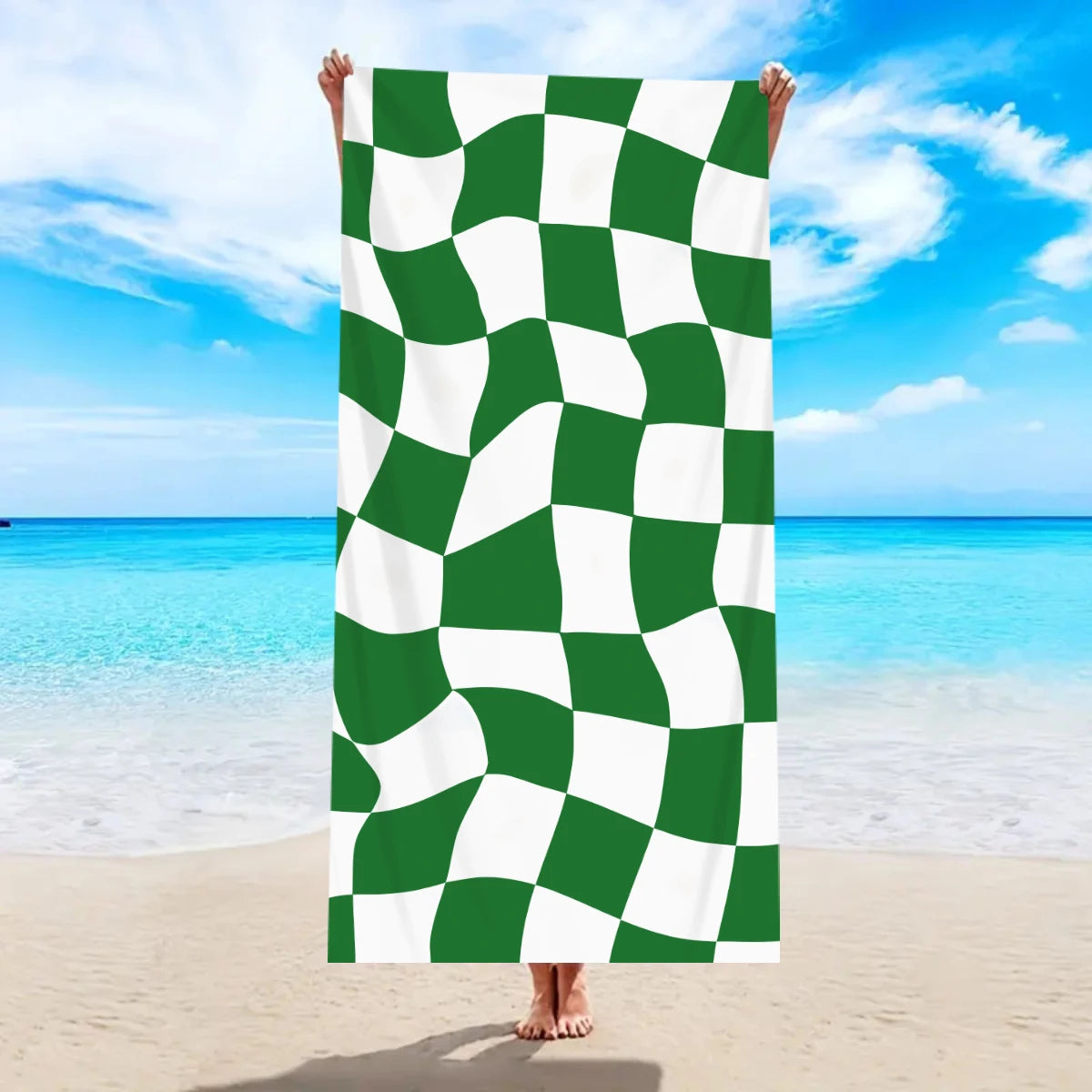 Modisches Kariertes Strandtuch – Schnell Trocknend & Saugfähig | Großes Mikrofaser Handtuch in Mehreren Farben für Strand & Reisen