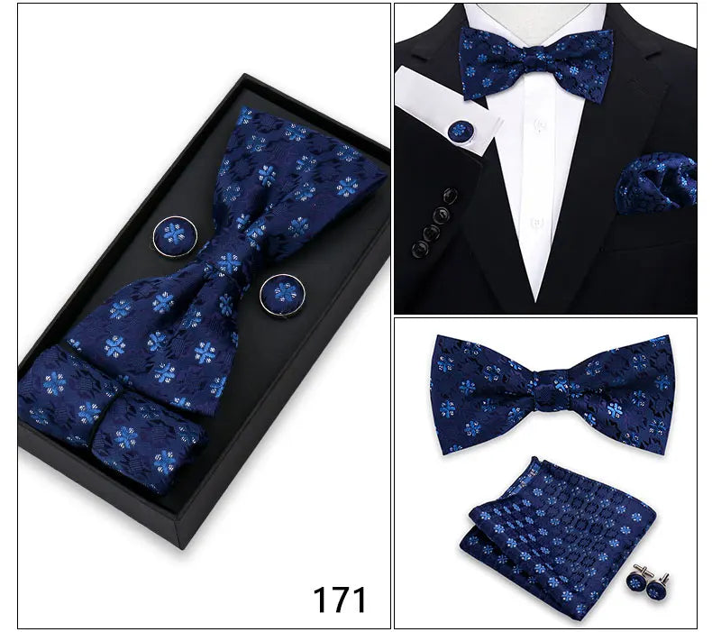 Herren Fliegen-Set – 3-teiliges Geschenkset mit Fliege, Einstecktuch & Manschettenknöpfen | Elegantes Rotes Accessoire für Business & Hochzeit Kaufschwan®