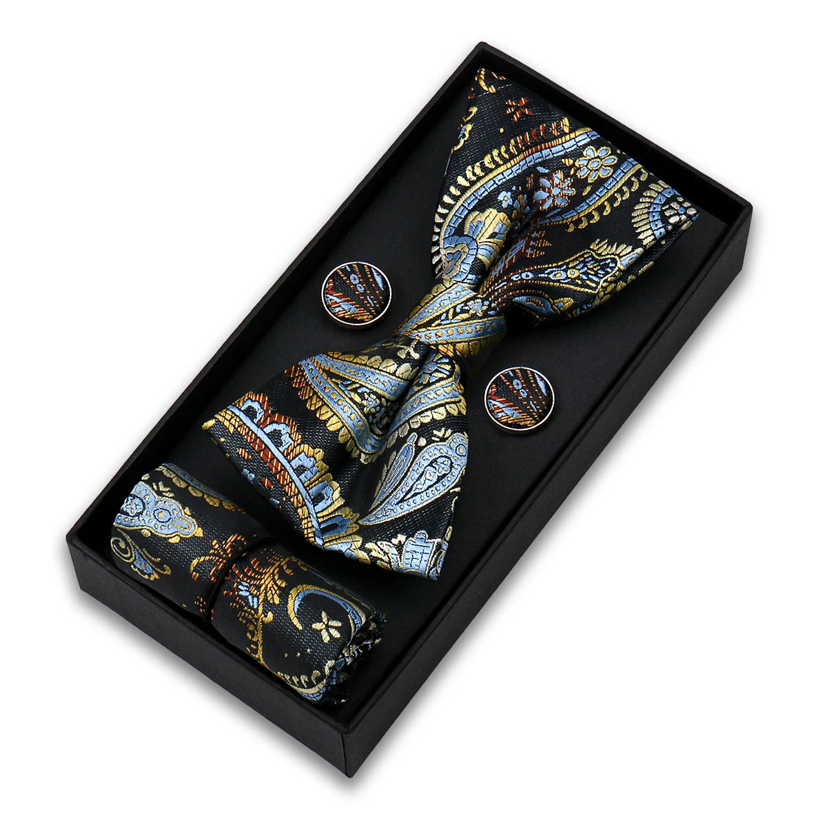Herren Fliegen-Set – 3-teiliges Geschenkset mit Fliege, Einstecktuch & Manschettenknöpfen | Elegantes Rotes Accessoire für Business & Hochzeit