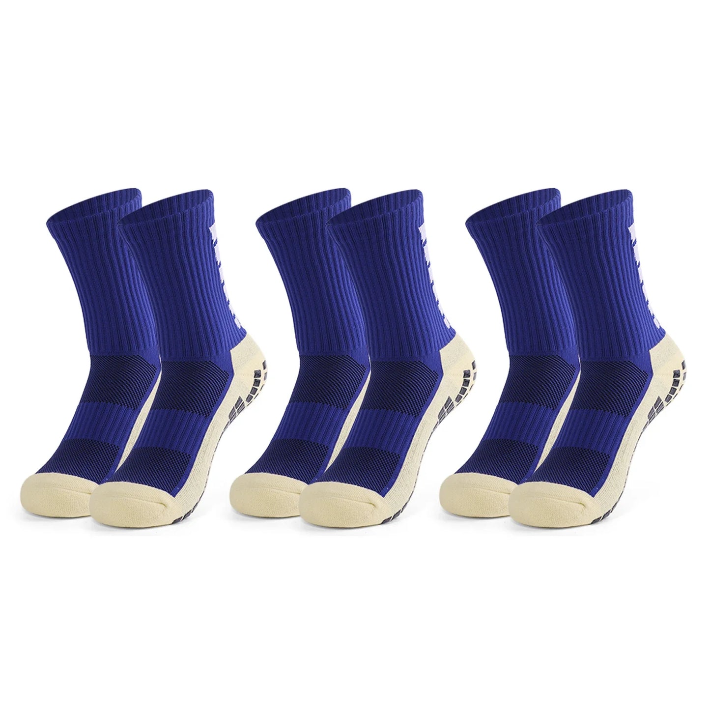 Herren Anti-Rutsch-Sportsocken | Fußball, Basketball, Volleyball, Laufen, Trekking & Wandern Kaufschwan® Blau 3 Paare