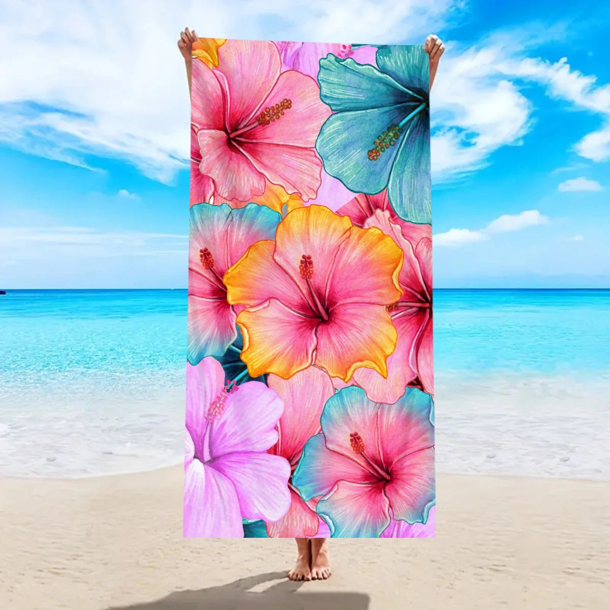 Tropisches Blumen Strandtuch – Schnell Trocknendes & Saugfähiges Mikrofaser Handtuch | Leichtes Reisehandtuch für Sport, Yoga, Schwimmen & Camping