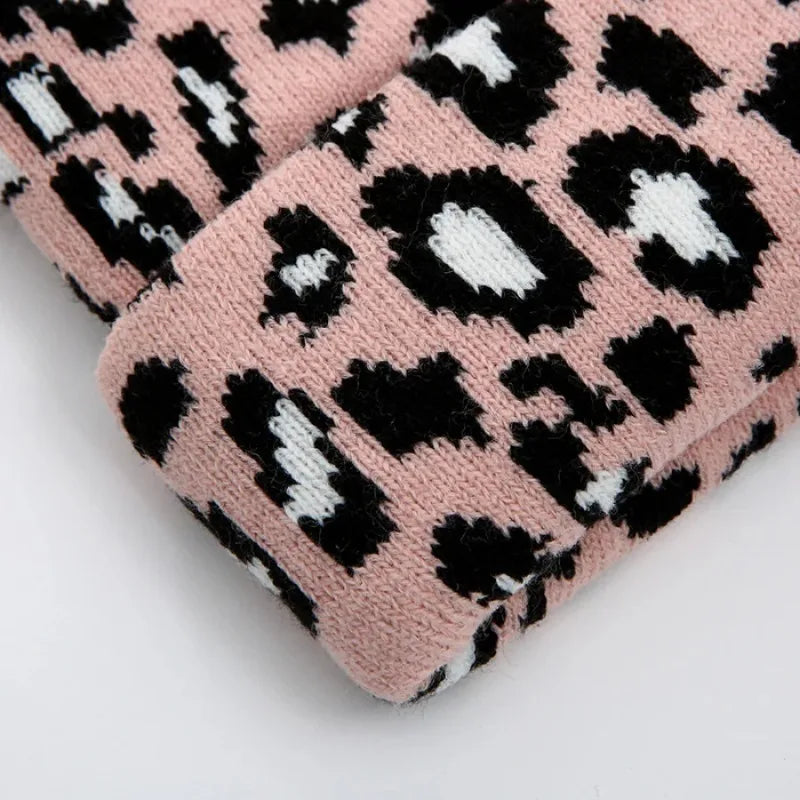 Dicke Leopard Jacquard Beanie Mütze – Trendige Unisex Strickmütze für Herbst & Winter | Warme Vintage Hip Hop Mütze für Damen & Herren Kaufschwan®