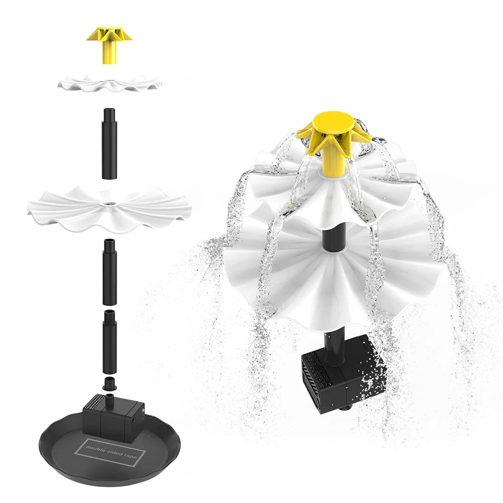 3-Stufige Solar-Vogelbad-Brunnenpumpe mit Solarpanel – Solar-Wasserbrunnen | Multifunktionales Wasserspiel für Hof, Terrasse & Balkon Kaufschwan®